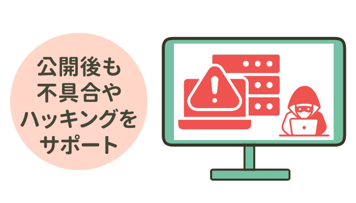 公開後も不具合やハッキングをサポートする「保守管理」で安心